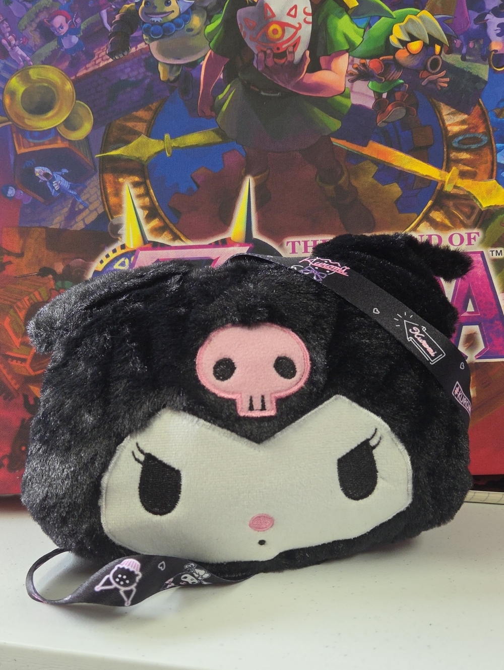 Sanrio Kuromi Plush Crossbody Bag - Black and Pink